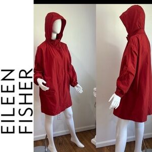 Eileen Fisher Anorak Longline Lightweight Funnel Neck Windbreaker Jacket